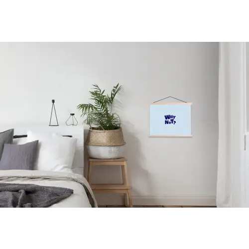 Why not - Blauw - Licht blauw - Quote textielposter latten blank klein -woonkamer