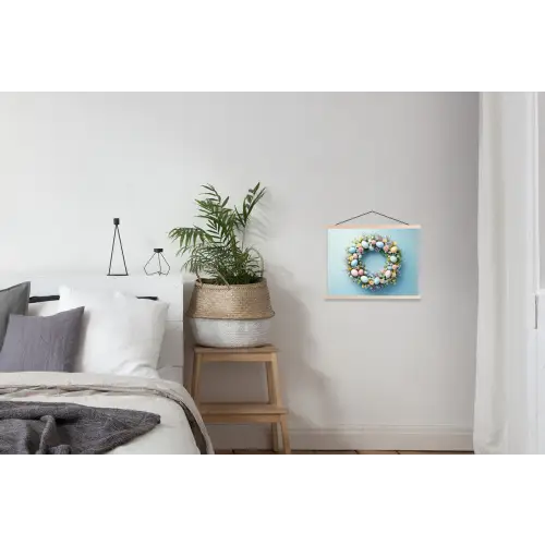 Krans - Eieren - Bloemen textielposter latten blank klein -woonkamer