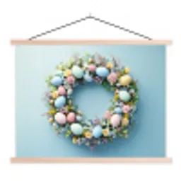 Krans - Eieren - Bloemen textielposter latten blank klein -3d