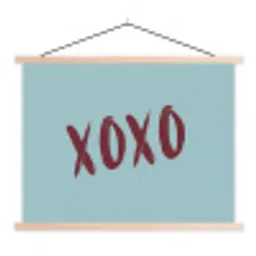 XOXO - Blauw - Rood textielposter latten blank klein -3d