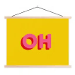 Geel - Roze - Oh - 3D textielposter latten blank klein -3d