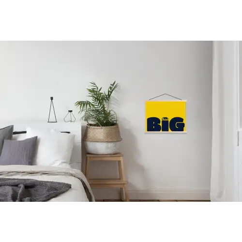 Geel - Think big - Grafisch textielposter latten blank klein -woonkamer