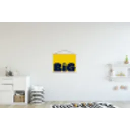 Geel - Think big - Grafisch textielposter latten blank klein -kinderkamer
