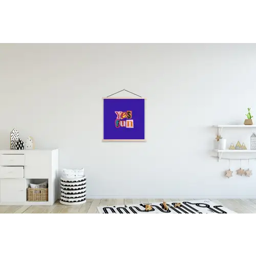 Yes fun - Kleurrijk - Collage-stijl textielposter latten blank klein -kinderkamer