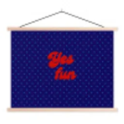 Yes fun - Rood - Blauw - Stippen textielposter latten blank klein -3d