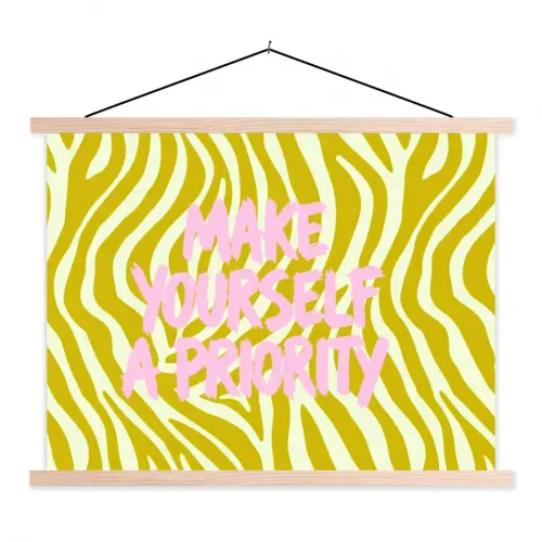 Zebraprint - Priority - Roze textielposter latten blank klein -3d