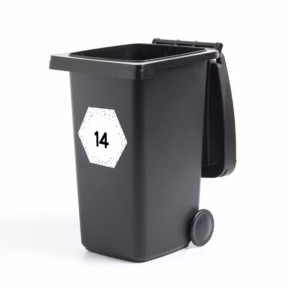 Hexagon house number sticker for containers