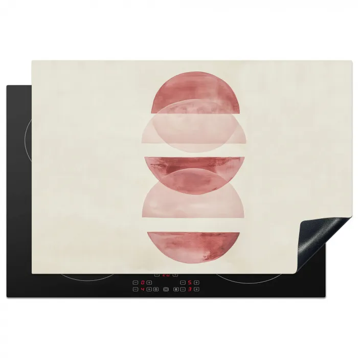 Minimalistisch - Cirkels - Roze Inductie beschermer vinyl 3mm klein -3d