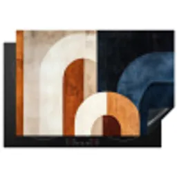 Abstract - Vormen - Donkerblauw Inductie beschermer vinyl 3mm klein -3d