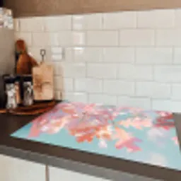 Eikenbladeren - Takken - Roze Inductie beschermer vinyl 3mm klein -sfeer3