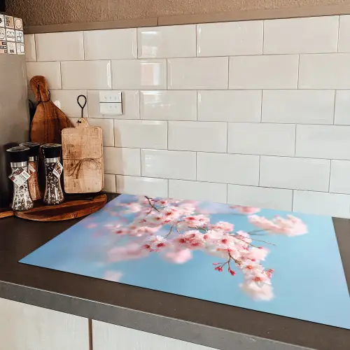 Takken - Bloesems - Roze Inductie beschermer vinyl 3mm klein -sfeer3