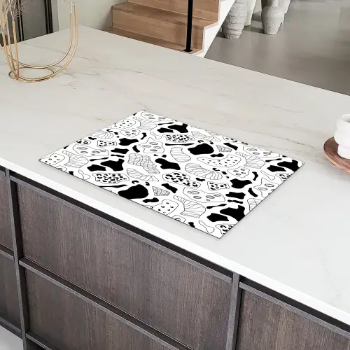 Abstract - Zwart - Wit - Diversiteit Inductie beschermer vinyl 3mm klein 276 -sfeer8