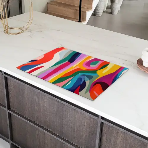 Abstract - Kleurrijk - Golven - Lijnen Inductie beschermer vinyl 3mm klein -sfeer8