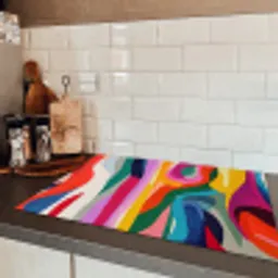 Abstract - Kleurrijk - Golven - Lijnen Inductie beschermer vinyl 3mm klein -sfeer3