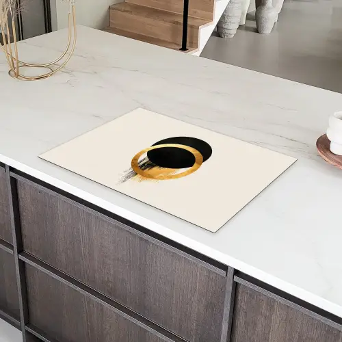 Abstract ontwerp - Zwarte cirkel - Verfvlekken Inductie beschermer vinyl 3mm klein -sfeer8