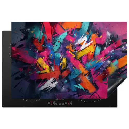 Abstract - Explosie - Neonkleuren Inductie beschermer vinyl 3mm klein -3d