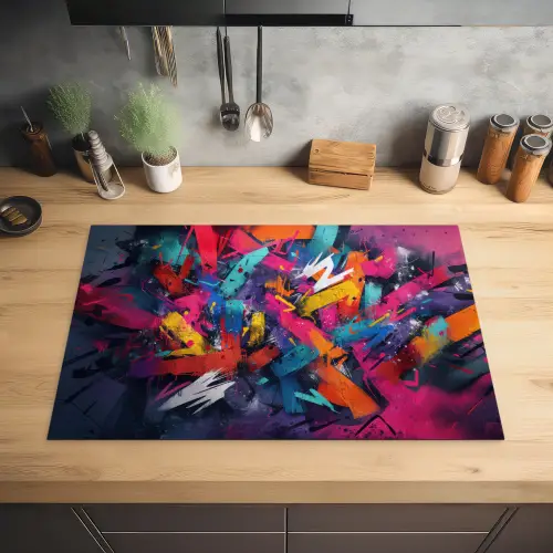 Abstract - Explosie - Neonkleuren Inductie beschermer vinyl 3mm klein -sfeer5