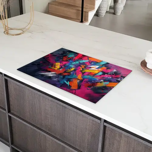 Abstract - Explosie - Neonkleuren Inductie beschermer vinyl 3mm klein -sfeer8