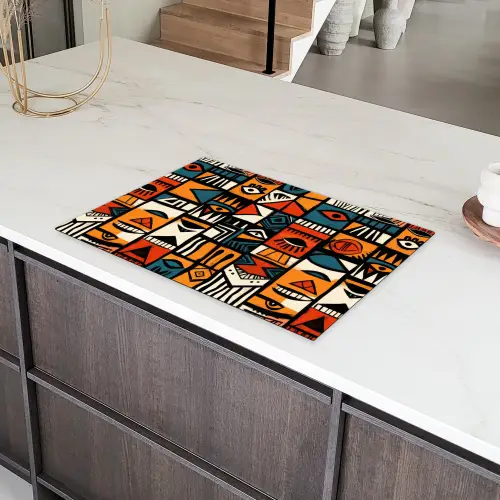 Abstract - Gezichten - Mozaïek Inductie beschermer vinyl 3mm klein -sfeer8