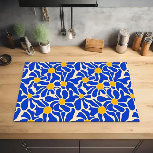 Abstract - Bloem - Blauw Inductie beschermer vinyl 3mm klein 276 -sfeer5
