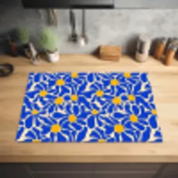 Abstract - Bloem - Blauw Inductie beschermer vinyl 3mm klein 276 -sfeer5