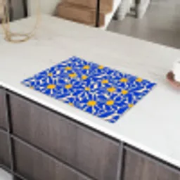 Abstract - Bloem - Blauw Inductie beschermer vinyl 3mm klein 276 -sfeer8