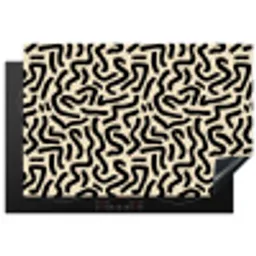 Abstract - Lijnen - Zwart Inductie beschermer vinyl 3mm klein 276 -3d