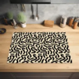 Abstract - Lijnen - Zwart Inductie beschermer vinyl 3mm klein 276 -sfeer5