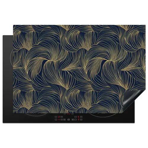 Abstract - Lijnen - Blauw - Goud Inductie beschermer vinyl 3mm klein 276 -3d