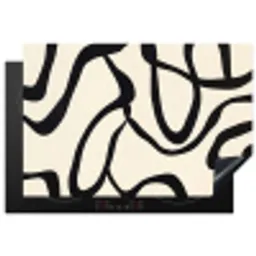 Abstract - Lijnen - Modern - Beige Inductie beschermer vinyl 3mm klein -3d