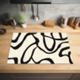 Abstract - Lijnen - Modern - Beige Inductie beschermer vinyl 3mm klein -sfeer5