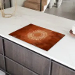 Abstract - Lijnen - Zonnestralen - Roodbruin Inductie beschermer vinyl 3mm klein -sfeer8