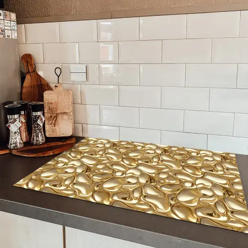Abstract - Modern - Goud Inductie beschermer vinyl 3mm klein 276 -sfeer3