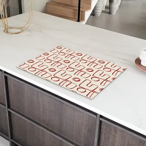 Abstract - Patroon - Beige - Rood Inductie beschermer vinyl 3mm klein 276 -sfeer8