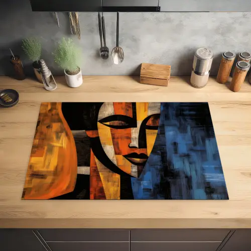 Abstract - Portret - Kleurvakken Inductie beschermer vinyl 3mm klein -sfeer5