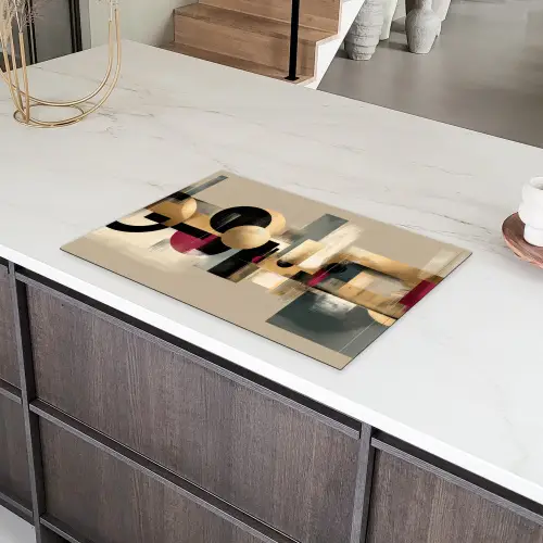 Abstract - Vormen - Beige - Texturen Inductie beschermer vinyl 3mm klein -sfeer8