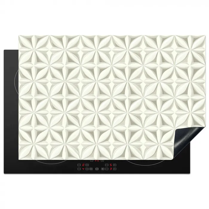 Abstract - Structuur - Grijs - Wit Inductie beschermer vinyl 3mm klein 276 -3d