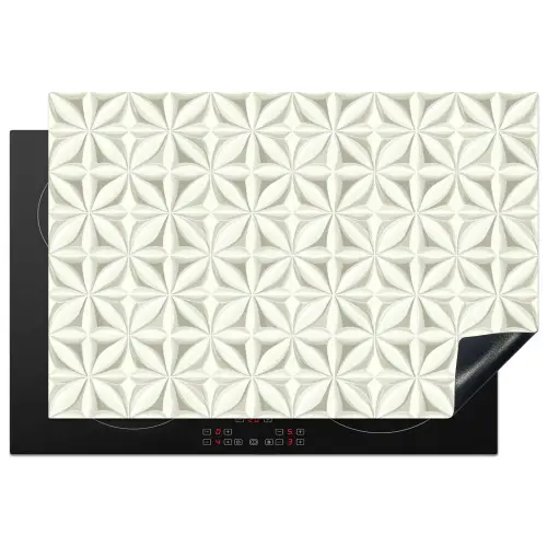 Abstract - Structuur - Grijs - Wit Inductie beschermer vinyl 3mm klein 276 -3d
