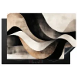 Abstract - Golven - Zwart - Verweerd Inductie beschermer vinyl 3mm klein -3d