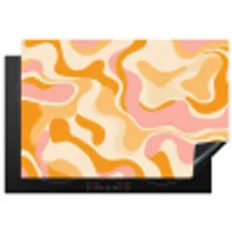 Abstract - Golvend - Oranje Inductie beschermer vinyl 3mm klein -3d