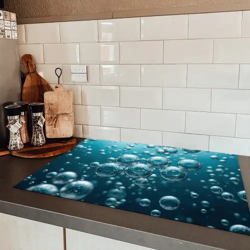 Luchtbellen - Dynamisch - Blauw Inductie beschermer vinyl 3mm klein -sfeer3