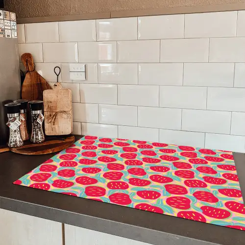 Appels - Rood - Stippen Inductie beschermer vinyl 3mm klein 276 -sfeer3