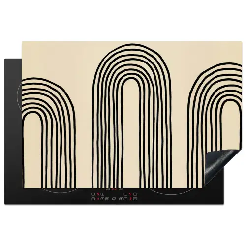 Boogvormen - Zwart - Strak Inductie beschermer vinyl 3mm klein -3d