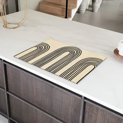 Boogvormen - Zwart - Strak Inductie beschermer vinyl 3mm klein -sfeer8