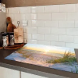 Strandzonsondergang met Helmgras Inductie beschermer vinyl 3mm klein -sfeer3