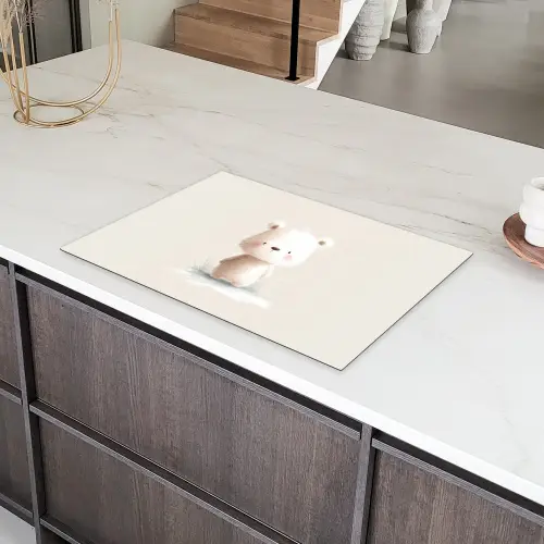 Beertje - Sneeuwvlokje - Wit - Pluizig Inductie beschermer vinyl 3mm klein -sfeer8