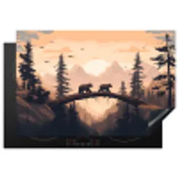 Beren - Bomen - Landschap - Zonsondergang Inductie beschermer vinyl 3mm klein -3d