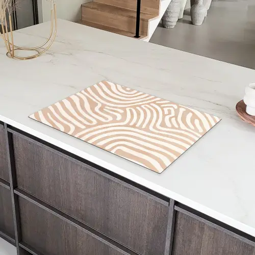 Beige - Aardspatroon Inductie beschermer vinyl 3mm klein -sfeer8