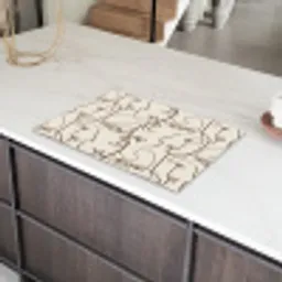 Beige - Gezicht - Lijnen - Bruin Inductie beschermer vinyl 3mm klein 276 -sfeer8