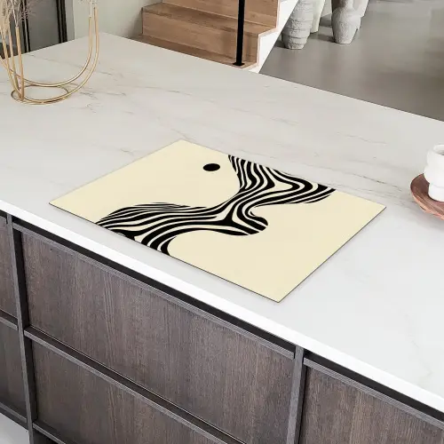 Beige - Lijnen - Golvend - Abstract Inductie beschermer vinyl 3mm klein -sfeer8